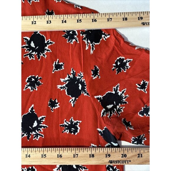 GANNI Rosemary Coral Red Pleated Flowers Floral Tiered Ruffle Summer Dress Sz XS - Picture 11 of 16